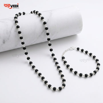 Ladies Karungali Mala & Bracelet Set With Free 5 Mukhi Rudraksha