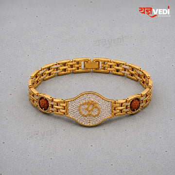 Gold Plated Om Rudraksha Rakhi