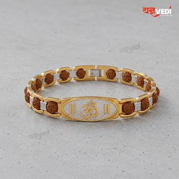 Oval Gold Plated Essential Omkar Rudraksha Bracelet