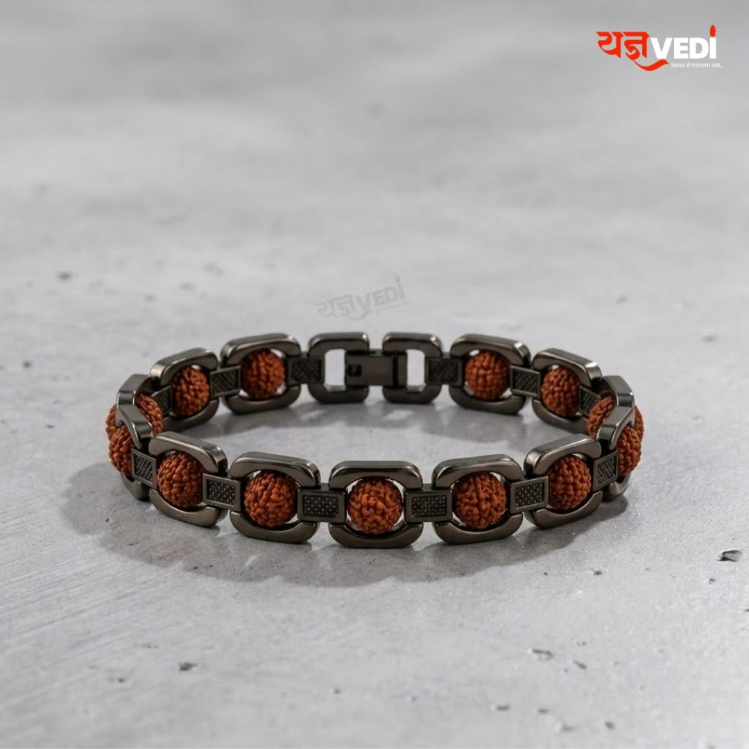 Silver Black Oxidised Plated Essential Rudraksha Bracelet