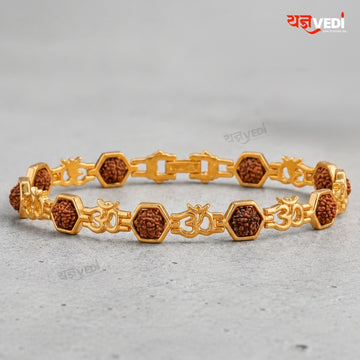 Gold Plated Essential Om Rudraksha Chain Bracelet