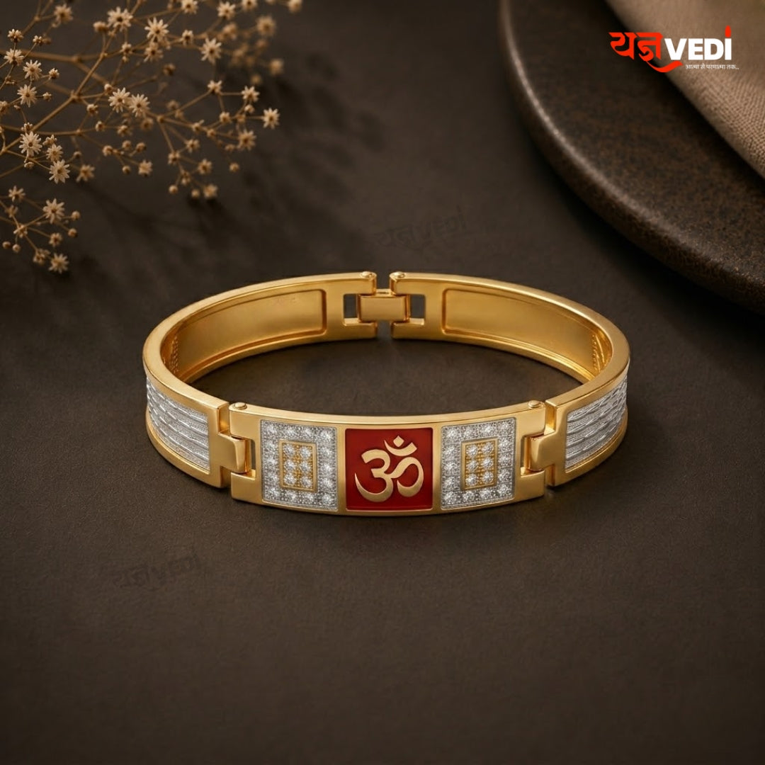 Gold & Silver Plated Essential Red Omkar Bracelet