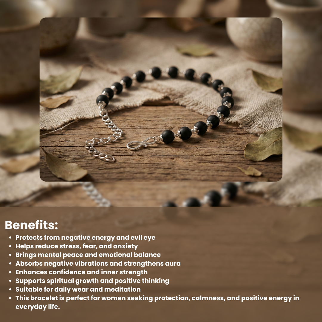 Gold Plated Rudraksha Shivling Locket Mala With Free 5 Mukhi Rudraksha Copper Bracelet & Ladies Karungali Bracelet