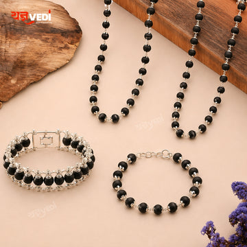 Karungali Mala + Bracelet Couple Combo With Free 5 Mukhi Rudraksha