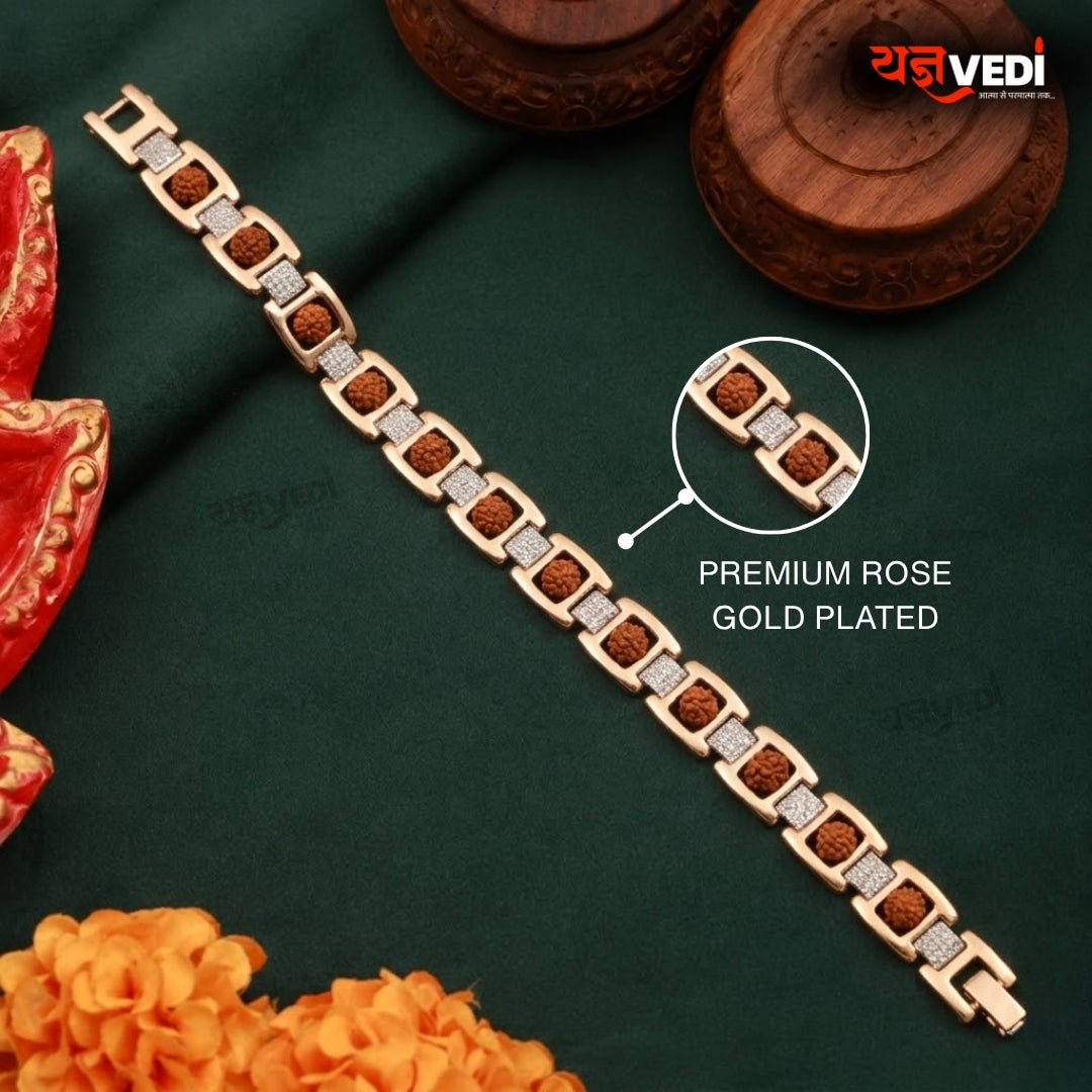 Rose Gold Plated Essential Rudraksha Bracelet