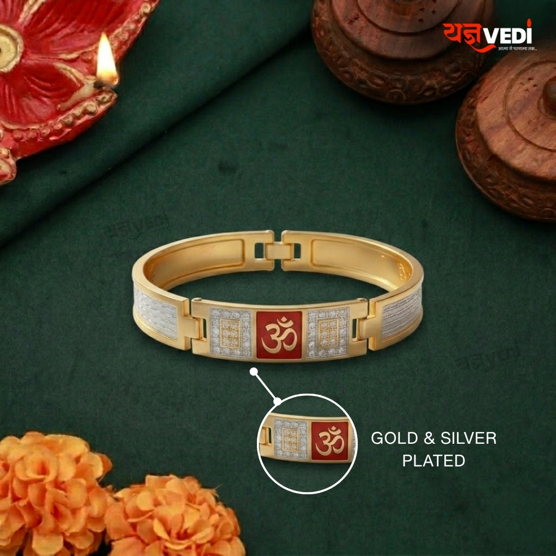Gold & Silver Plated Essential Red Omkar Bracelet