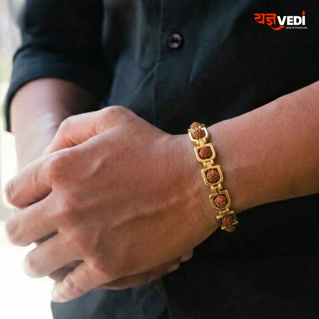 Gold Plated Essential D Shape Rudraksha Bracelet