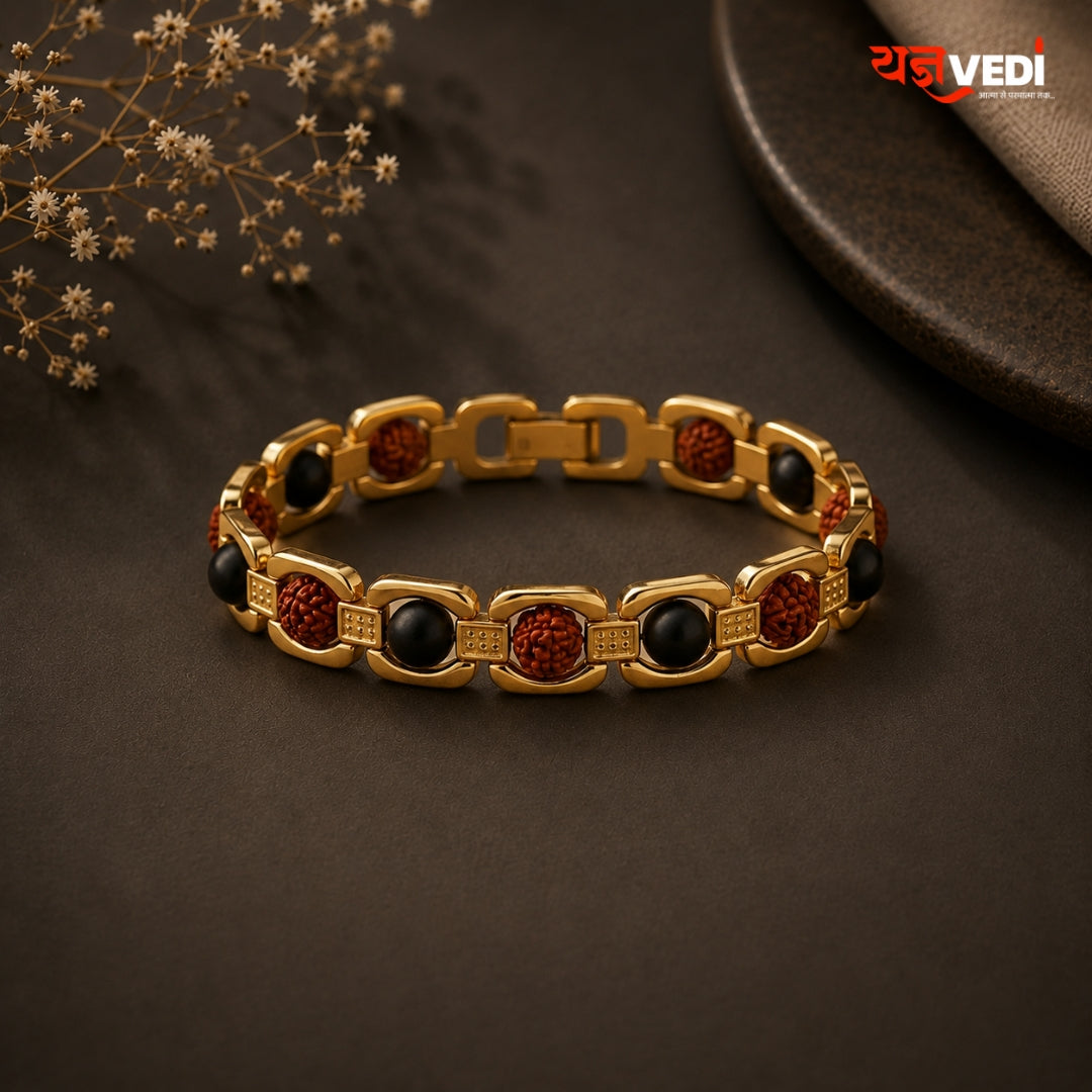 Gold Plated Essential Rudraksha Karungali Bracelet