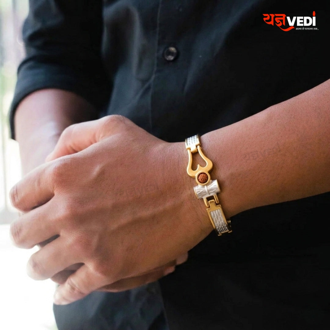 Gold & Silver Plated Essential Trishul Rudraksha Bracelet