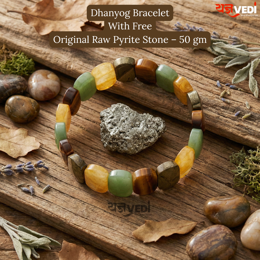 Dhanyog Bracelet With Free Original Raw Pyrite Stone – 50 gm