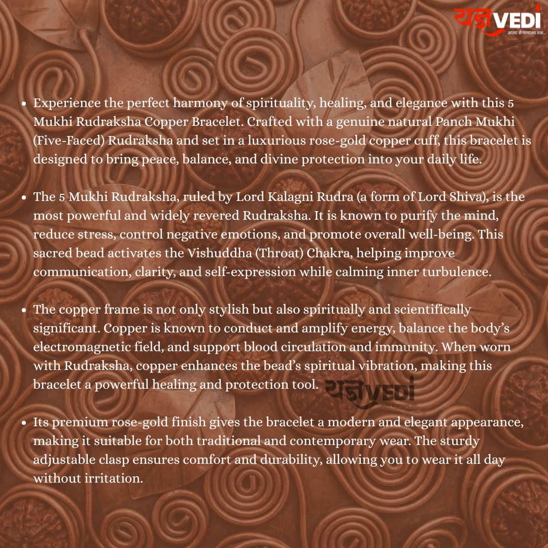 5 Mukhi Rudraksha Copper Bracelet
