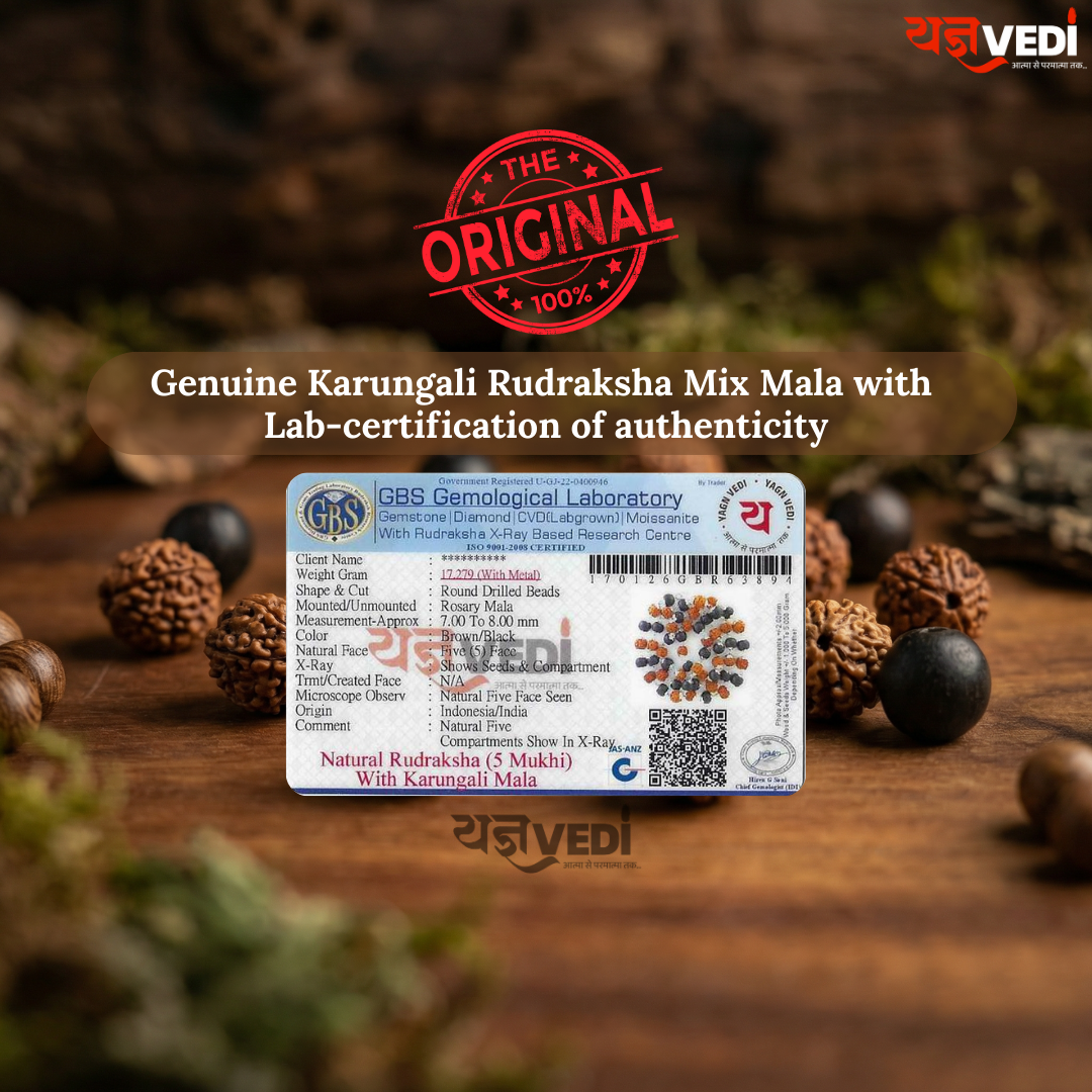 Karungali Rudraksh Mix Mala With Free 5 Mukhi Rudraksha Copper Bracelet & 5 Mukhi Rudraksha