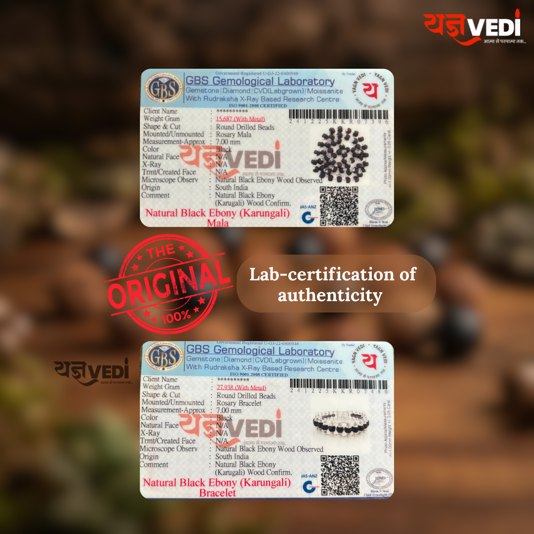 Karungali Mala + Bracelet Couple Combo With Free 5 Mukhi Rudraksha