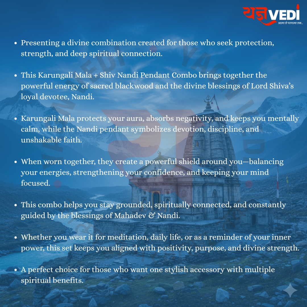 Shiv Nandi Pendant with Karungali (Ebonywood) Mala