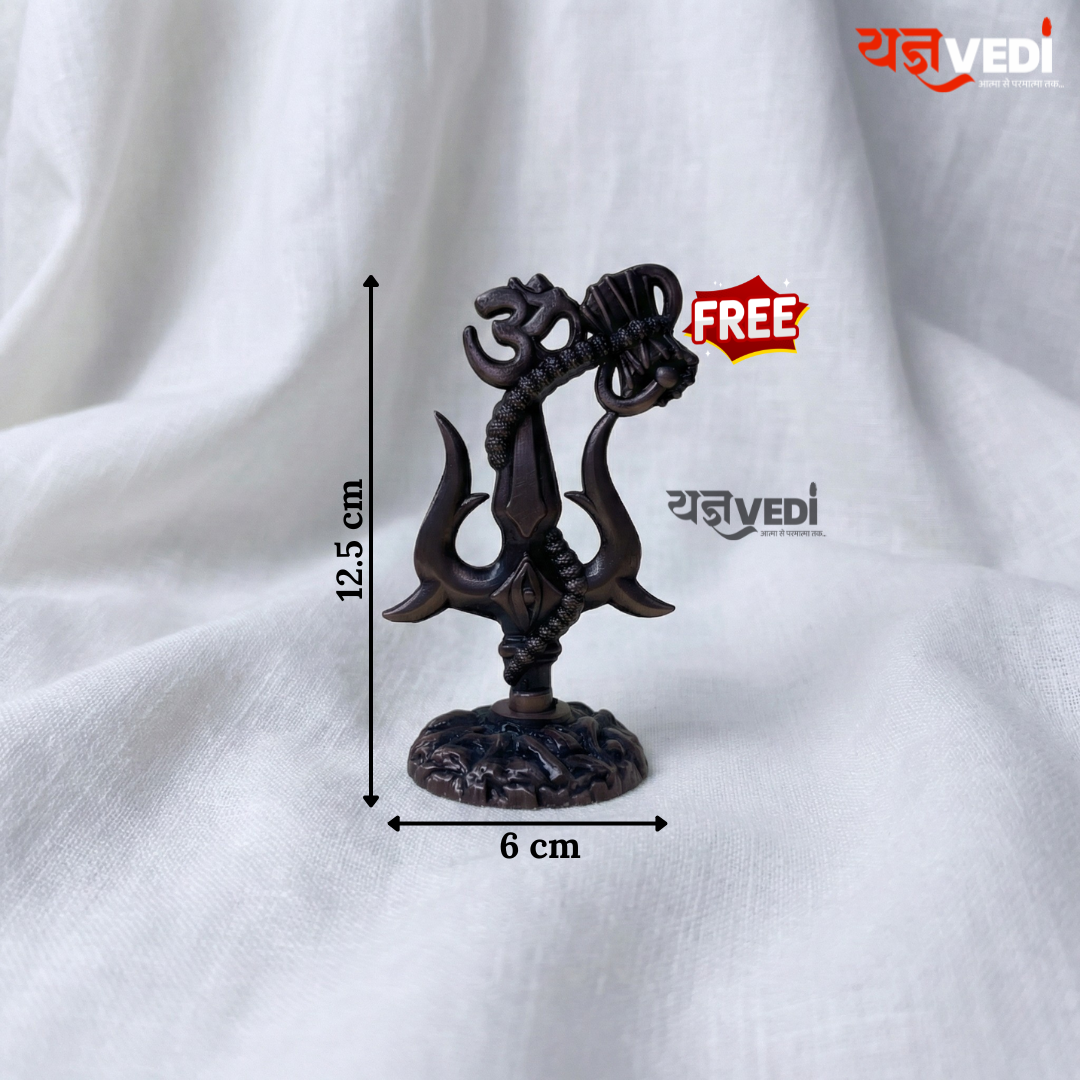 Gold Plated Rudraksha Shivling Locket Mala With Free Om Trishul Idol, 5 Mukhi Rudraksha Berkho & 5 Mukhi Rudraksha